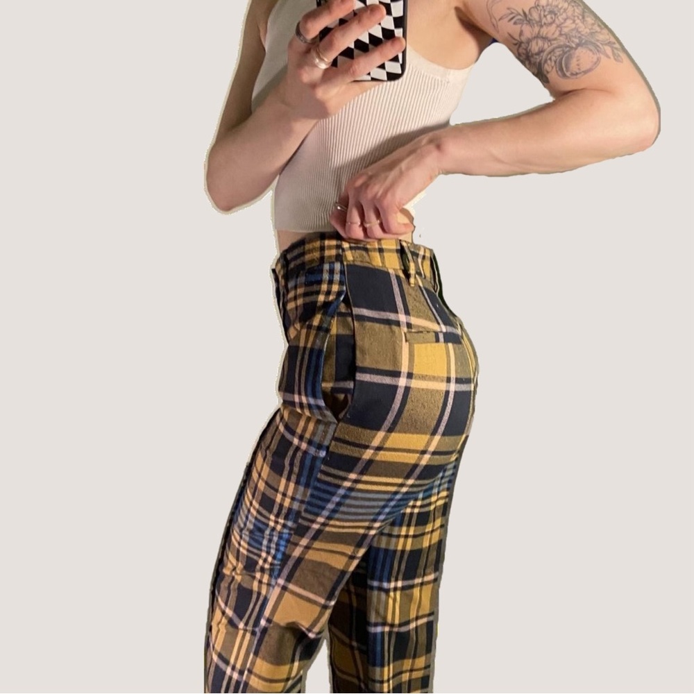 Blue & yellow Plaid pants
